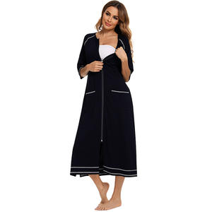 Batas largas de alta calidad, vestido de verano, ropa de dormir de talla grande para mujer, pijamas informales sueltos para <span class=keywords><strong>lactancia</strong></span>, venta al por mayor - Product Image 3