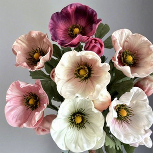 2 Cabezas de Flor de Amapola de PU, Ramo de Anémonas Pequeñas, Accesorios de Decoración para Sala de Estar, Mesa de Comedor, Decoración del Hogar, Artificial - Product Image 5