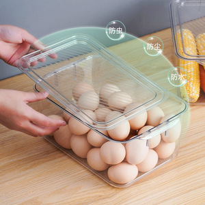 Fridge Organizer Storage <b>Boxes</b> With Lid For Food Fruits Vegetables And Eggs Rectangle <b>Plastic</b> Container Set - Product Image 4