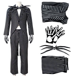 Jack Skellington Cosplay <b>Costume</b> Black White Striped Suit Pants Set Men Women Halloween Christmas <b>Costume</b> - Product Image 3