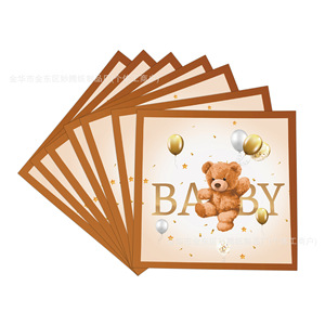 Ensemble de fête pour bébé ours, assiettes en papier, gobelets, serviettes, kit de fournitures de fête jetables pour la célébration de la fête de naissance - Product Image 4