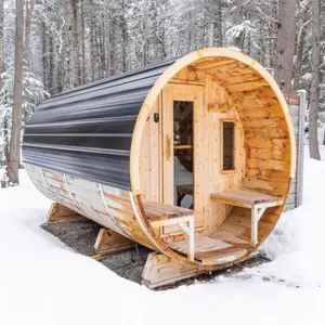 Sauna de madera para 8 personas de vapor tradicional de cedro rojo al aire libre cuadrado