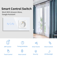 Prise intelligente Bingoelec standard UE avec interrupteurs à rideau, panneau tactile en verre, commande vocale, noir doré, pour maison connectée