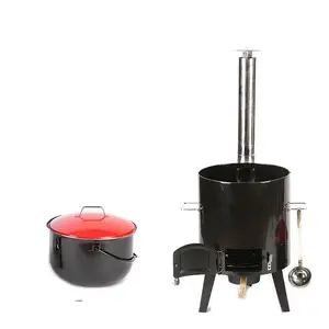 BBQ Grill with Soup Pots and Stainless Steel Soup Ladle
