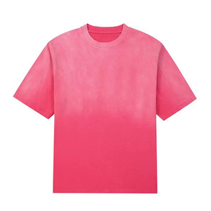 เสื้อยืดคอตตอน 100% 250 กรัม ลายไล่เฉดสี ซักแบบสเปรย์ ล้างสีแบบแอซิดวอช ทรงดิสเทรส คอกลม โอเวอร์ไซส์ แขนสั้น สไตล์ลำลอง สำหรับผู้ชาย - Product Image 1