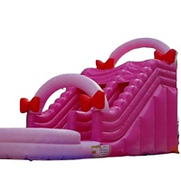 Vente en gros de château gonflable en PVC durable en forme de papillon rose, avec toboggan aquatique pour enfants, pour utilisation en extérieur dans le jardin