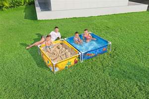 Ensemble combiné <span class=keywords><strong>piscine</strong></span> et bac à sable Bestway 561CF 2-en-1 pour enfants, mini <span class=keywords><strong>piscine</strong></span> hors sol à cadre et bac à sable pour l'extérieur - Product Image 2