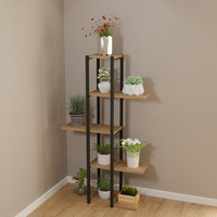 Rak Bunga Modern 5 Tingkat ARD GLOBAL, Rak Organizer Dekoratif, Rak Tahan Lama dari Chipboard dan Logam, Ramah Lingkungan, Dekorasi Rumah Dalam Ruangan
