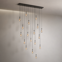 Lustre suspendu moderne en verre en forme de goutte d'eau, finition laiton, pour projets de hall d'hôtel et de salle à manger