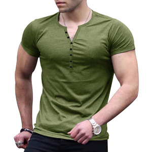 <span class=keywords><strong>T</strong></span>-<span class=keywords><strong>shirt</strong></span> à manches courtes pour <span class=keywords><strong>homme</strong></span> grande taille, <span class=keywords><strong>col</strong></span> en <span class=keywords><strong>V</strong></span>, tricoté, 100% coton, décontracté, coupe régulière, uni, <span class=keywords><strong>boutonné</strong></span>, séchage rapide, respirant, automne, é<span class=keywords><strong>t</strong></span>é - Product Image 1