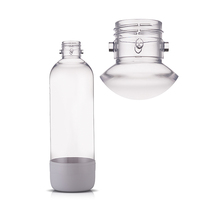 Calidad adecuada 38mm Tamaño del cuello 500ML 1L Soda Stream botella de agua sin BPA PET botella de plástico para hacer soda con tapón de rosca de PP gris