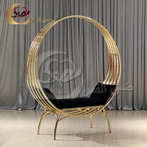 Hot Stijl Birdcage Luxe Gold Rvs Wedding Troon Stoel Met Kussen