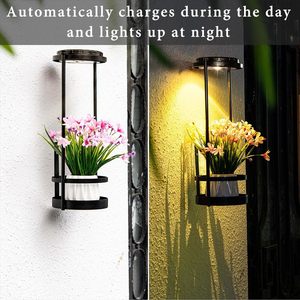 Nueva Lámpara LED Blanca Cálida, Solar, Recargable, para Jardín, con Estante Metálico, IP54 Impermeable, Aplique de Pared para Exteriores - Product Image 4