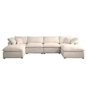 Woonkamer Modulaire 6 Seat Sectionele Sofa Fluwelen Cloud L-Vorm Bank.