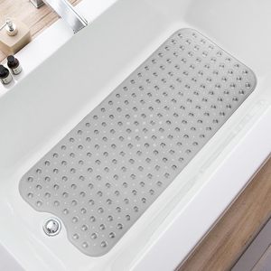Extra <strong>Long</strong> Non-Slip PVC Solid <strong>Bath</strong> <strong>Mat</strong> with Drain Holes and Suction Cups 39x16 Inch for Bathtub Shower Machine Washable - Product Image 1