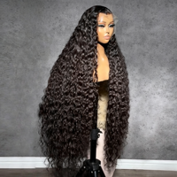 Perruques Lace Front Cheveux Humains Ondulés Profonds 30 Pouces, Densité 180%, Bouclées Effet Mouillé, Pré-Pluckées, Sans Mélange Synthétique, Sans Enchevêtrement, Sans Perte de Cheveux