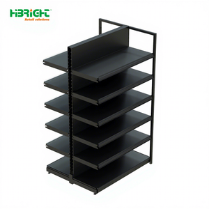 מדפי תצוגה גונדולה דו-צדדיים ממתכת שחורה מודרניים משנת סִגְנוֹן - Product Image 1