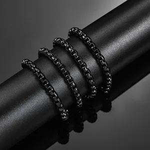 1 Piece 2mm/3mm/4mm/5mm Black Zinc Plated Geometric <b>Box</b> Link Chain Hiphop Curb <b>Necklace</b> Stainless Steel <b>Jewelry</b> Men Gift HODARL - Product Image 4