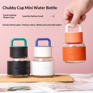 Trendy Cute Handle Fat Cup for Office Use Portable Anti-Scald Glass Water <b>Bottle</b> Minimalist Design Printing Summer <b>Mini</b> - Product Image 2