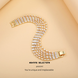 Bracelet en cristal à 6 rangs de pierres de zircon, bande élastique, bijoux de fête pour femmes, sensation haut de gamme - Product Image 5