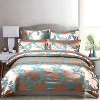 Parure de lit de luxe en polyester 2/3 pièces, ensemble de literie en satin pour lit Queen/King, housse de couette, draps et taies d'oreiller
