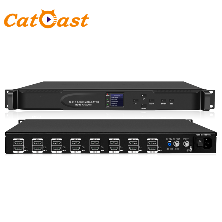 CATV Аналоговое Радиочастотное оборудование 16 каналов HD к PAL NTSC гибкий аналоговый ТВ Модулятор