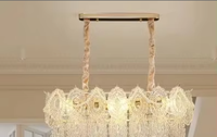 Lustre en cristal à plusieurs niveaux Boyid, LED 3500K blanc chaud, lampe suspendue en verre, finition cuivre laiton, décoration de villa