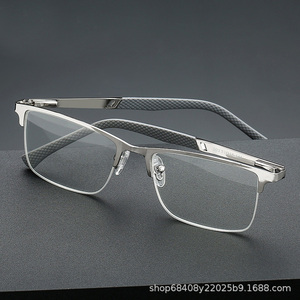 Nuovi Occhiali da Lettura di Alta Qualità Anti Luce Blu, Montatura Semi-Rimless alla Moda in Acciaio Inossidabile Argento/Nero/Grigio Canna di Fucile per Uomo - Product Image 2