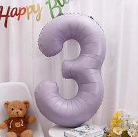 Ballon en aluminium Mylar de 40 pouces, couleur crème violette, en forme de chiffre, pour décoration d'anniversaire et célébration de maillots de repère
