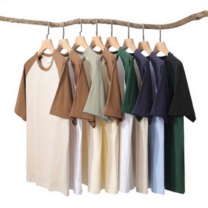 Spring Summer New Heavy Double Yarn <b>Combed</b> Cotton Raglan Crew Neck Moisture-wicking Short-sleeved Loose Fit Women's T-shirt - Product Image 1