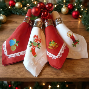 Serviettes de table en coton 100% faites à la main pour Noël - Décoratives, durables, lavables, style américain, de bonne qualité, pour la maison et les restaurants, marque DJENA - Product Image 3