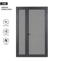 Porte intérieure à ouverture maximale pour objets volumineux, design esthétique asymétrique, verre pour usage extérieur, étanche