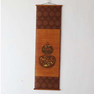 Retro Style Hanging Curtain With Gourd Painting Bamboo Design Wall Mount Decor For Tea Room And Study - Product Image 2