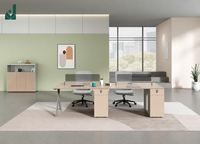 Ensemble de poste de travail de bureau moderne avec cloison, armoire de rangement et bureau avec gestion des câbles pour espace de travail ouvert d'entreprise