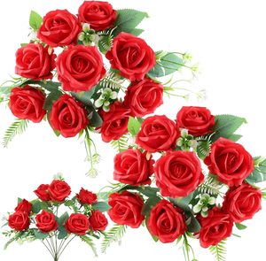 Bouquet de 7 fleurs artificielles en soie, roses et pivoines décoratives, décoration pour la maison, décoration florale pour mariage - Product Image 1