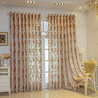 Voilages Jacquard Floraux Ruraux Américains de Luxe à Œillets Semi-Opaquants pour Fenêtre Domestique