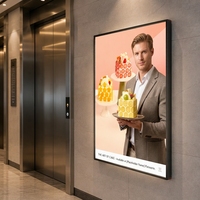 Boîte à lumière LED ultra-mince en verre trempé, affichage publicitaire mural, panneau d'affichage de menu pour ascenseur