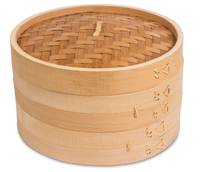 10 HQ-Cesta De Bambú Y Vaporizador De 14 Pulgadas Con Procesador De Alimentos Dim Sum Essentials