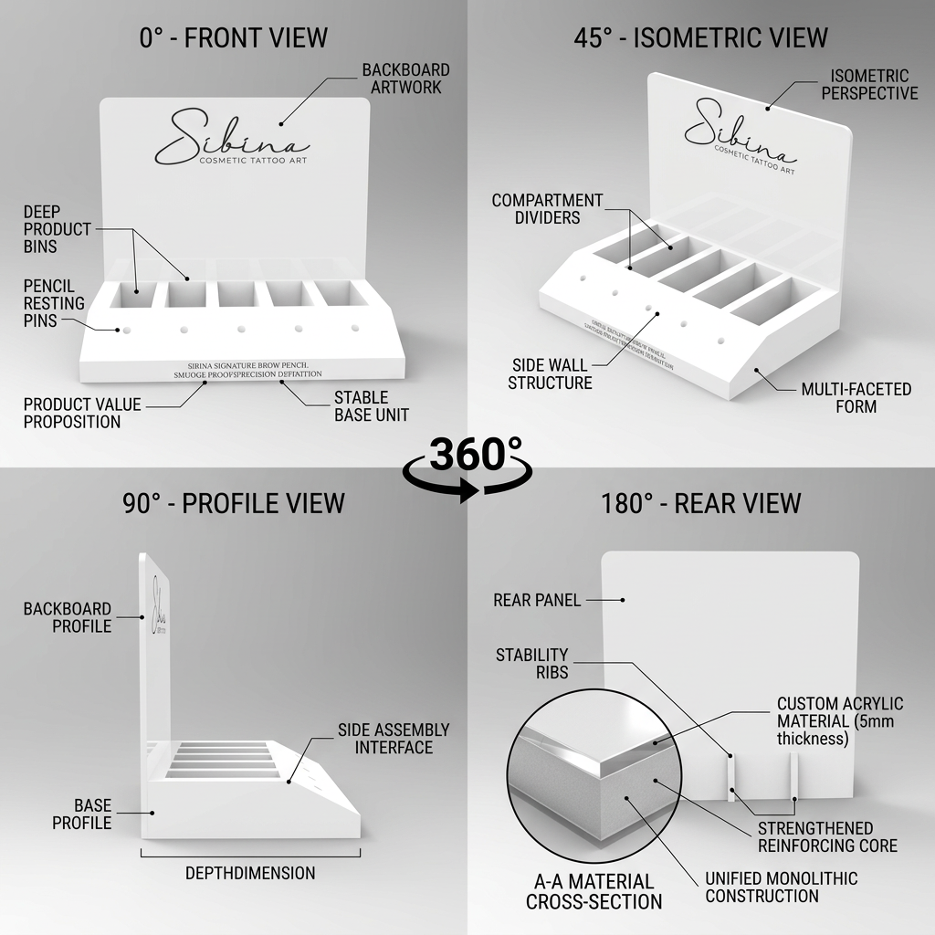Custom Acrylic Cosmetic Display Stand Countertop Makeup Organizer Lipstick Eyeliner Pencil Rack Retail POS Showcase Logo Stand — view 3