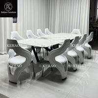 Nouvelle conception de table à manger complète, ensemble de salle à manger glamour pour l'intérieur, 4, 6, 8, 12 places, chaises de salle à manger, meubles italiens, ensemble de salle à manger en marbre composite