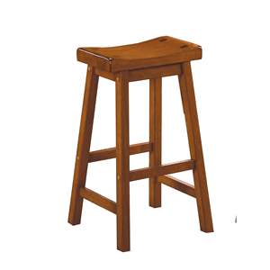 DB 29-inch <b>Bar</b> Height Solid Wood Oak Stools 2pc Casual Dining Saddle Seat Set Iron/Metal for Home Club Dining Room <b>Furniture</b> - Product Image 2