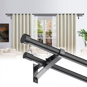 <span class=keywords><strong>Tringle</strong></span> à rideaux double réglable DaiRui, robuste, en métal noir mat, avec supports pour rideaux occultants, 18-144 pouces - Product Image 1