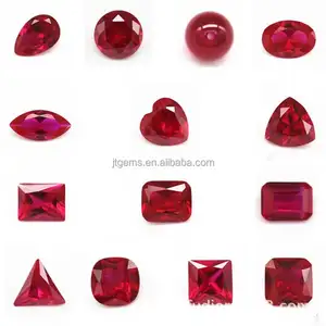 Kualitas tinggi 3A kelas 5 # merah ruby sintetis corundum bulat brilian potongan longgar corundum batu