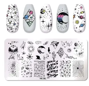 Nail Art Template Stamping Plate Nail Stamper Set Jelly Head With Scraper Print Silicone Stamping Plate Tools Manicure Accessory