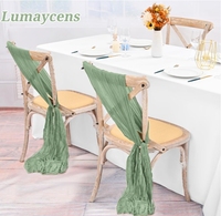 Rubans en gaze vert sauge pour décorations d'allée de mariage, nœuds de chaise, rubans universels pour housses de chaise pour décoration de fête et d'hôtel