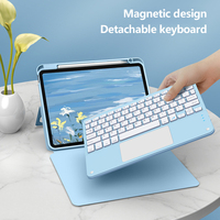 Casing Tablet Silikon Magnetik dengan Keyboard Bluetooth untuk iPad 7/8/9 10.2-inci, Keyboard Nirkabel dengan Trackpad Ajaib