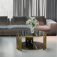 Table basse de luxe en acier inoxydable avec plateau en verre, mobilier moderne pour salon, bars, entrepôts, hôtels - Garantie 5 ans