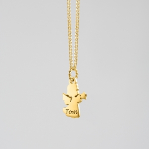Ispire in acciaio inox 18k placcato oro piccolo angelo <span class=keywords><strong>collana</strong></span> gioielli in bianco personalizzato inciso collane per la festa della mamma ragazza regalo - Product Image 1