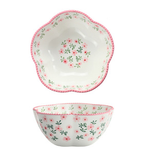 Bol à riz floral original, bol à soupe de haute qualité, bol en céramique sous glaçure, bol à yaourt frais et élégant, saladier en céramique. - Product Image 5