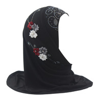 Foulard pour petite fille musulmane de 2 à 6 ans, hijab instantané avec aimant intégré, hijab style malais à six fleurs pour enfants